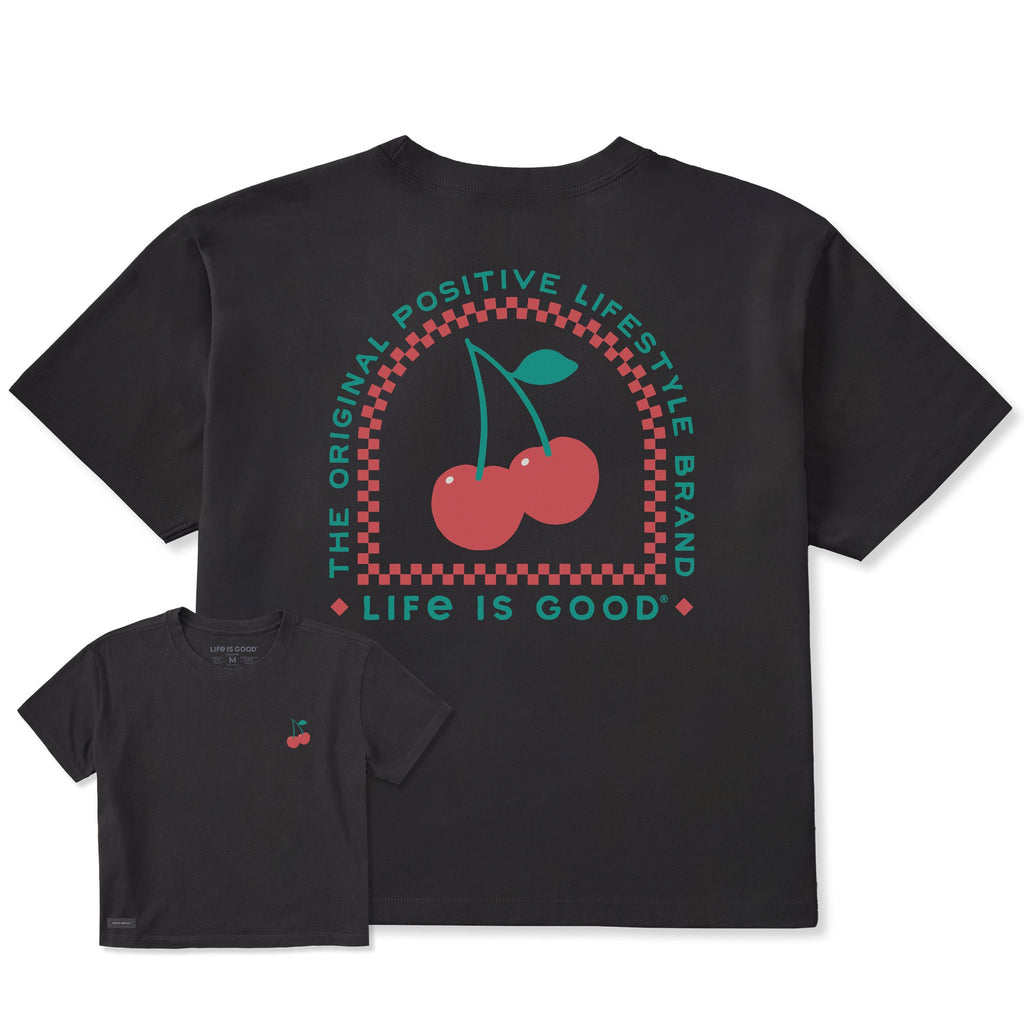 Women's Positive Lifestyle Cherries Short Sleeve Crusher Boxy Tee