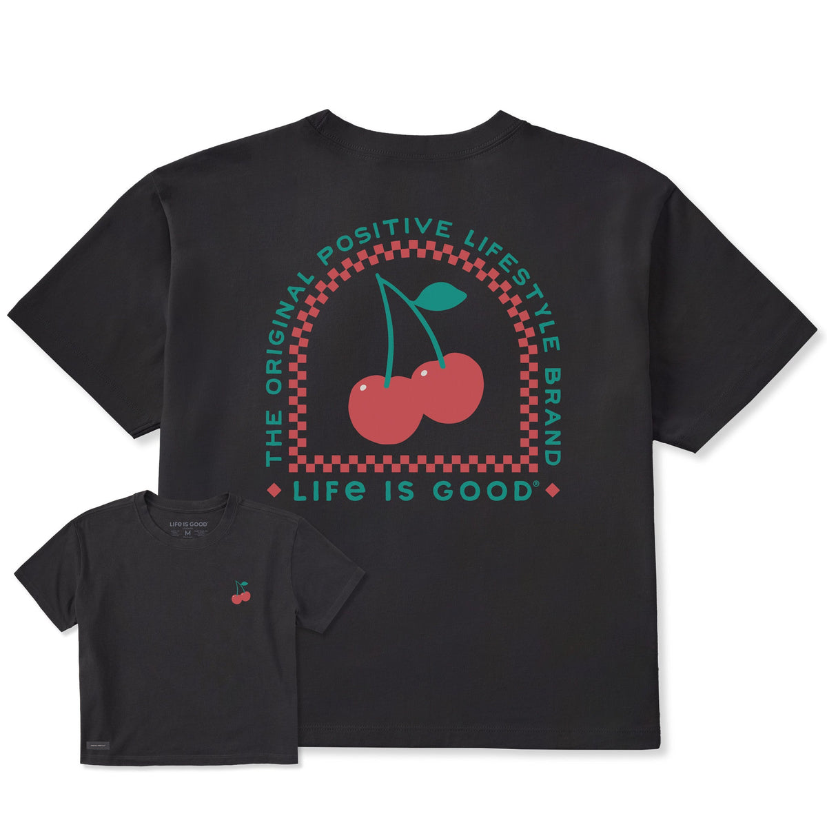 Women's Positive Lifestyle Cherries Short Sleeve Crusher Boxy Tee