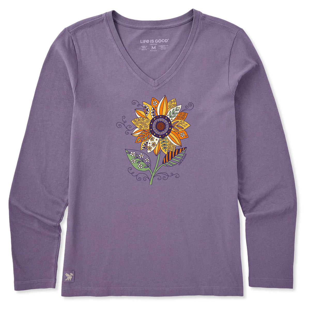 Women's Sunflower Season Long Sleeve Crusher Vee