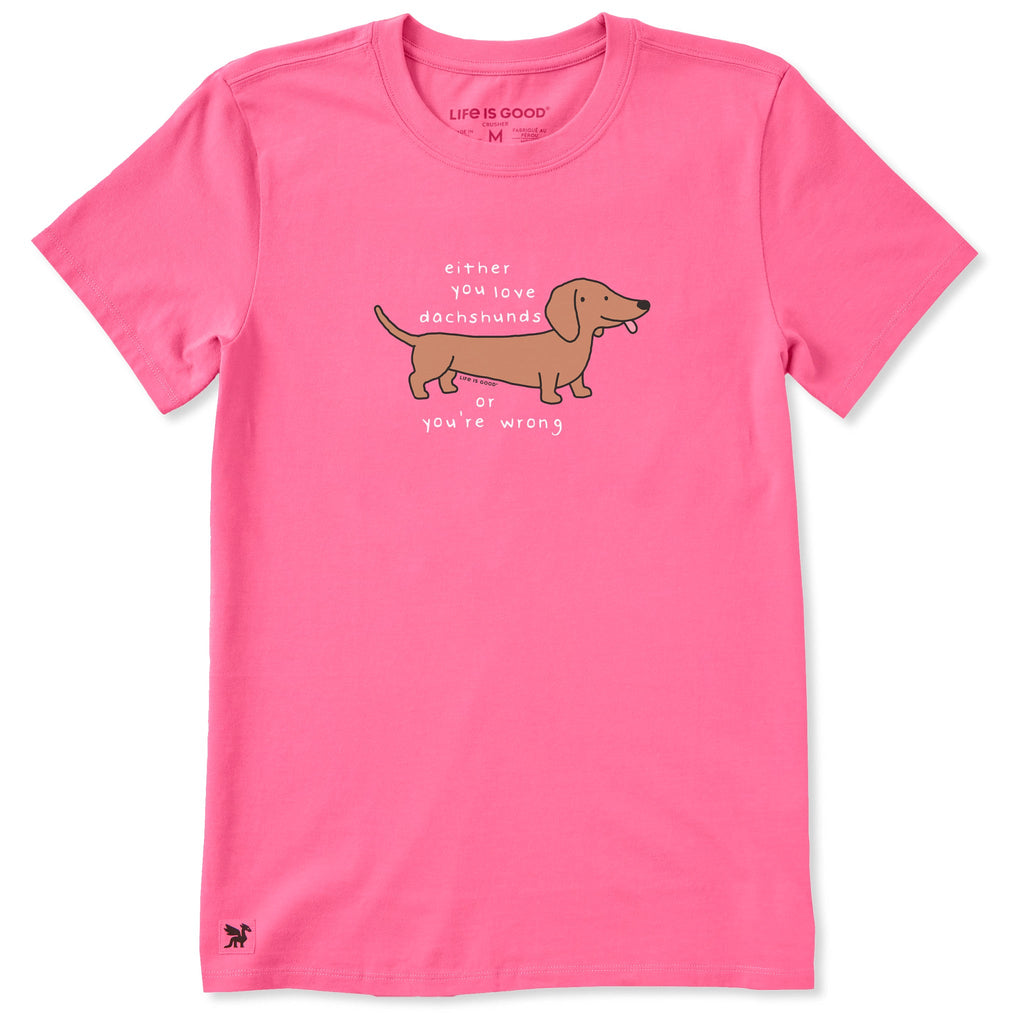Women's Either You Love Dachshunds Short Sleeve Crusher Tee