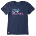 Women's Peace Love Beagles Short Sleeve Crusher Tee