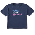 Women's Peace Love Beagles Short Sleeve Crusher Boxy Tee