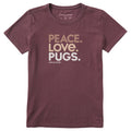 Women's Peace Love Pugs Short Sleeve Crusher Tee