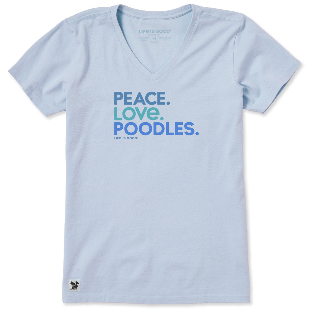Women's Peace Love Poodles Short Sleeve Crusher Vee