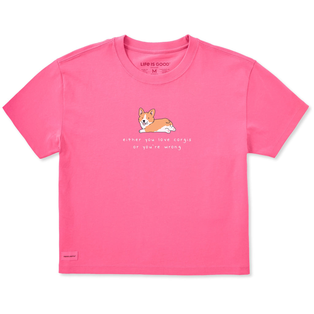 Women's Love Corgis or Wrong Short Sleeve Crusher Boxy Tee