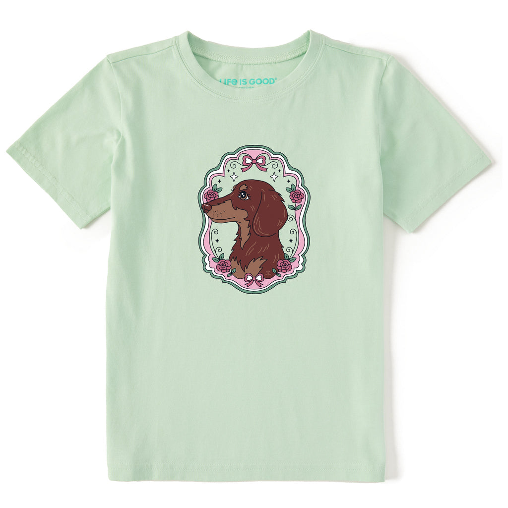 Kids Flower Frame Dachshund Short Sleeve Crusher Tee