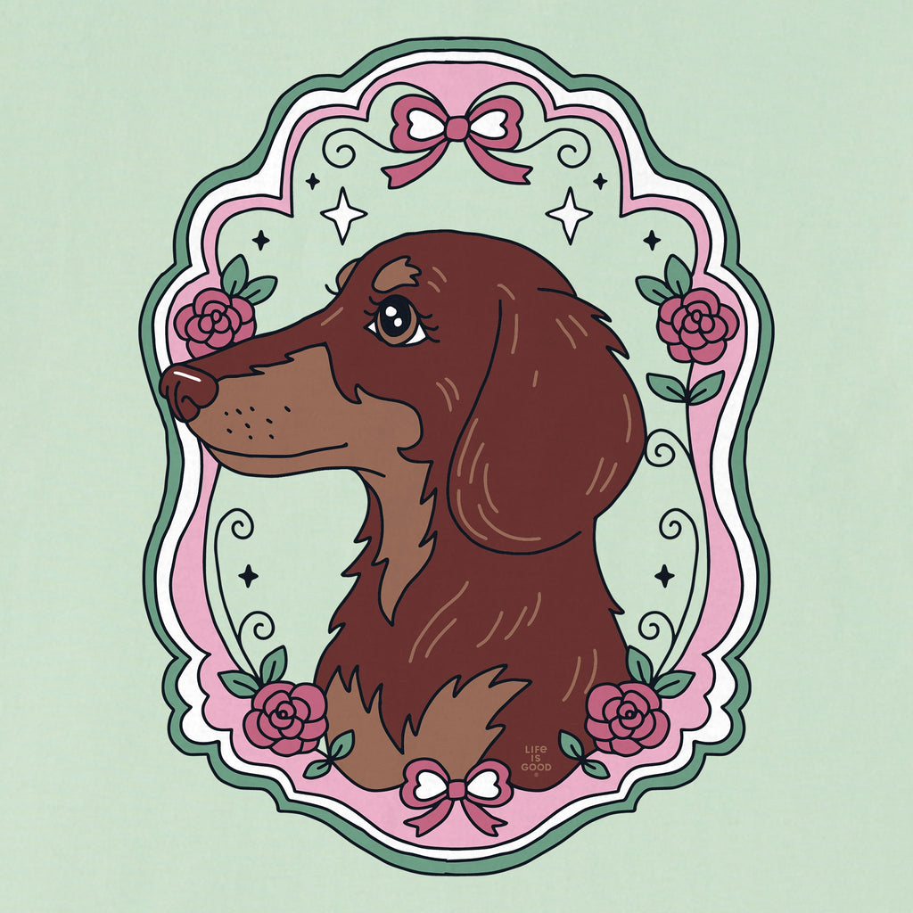 Kids Flower Frame Dachshund Short Sleeve Crusher Tee