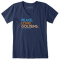 Women's Peace Love Goldens Short Sleeve Crusher Vee
