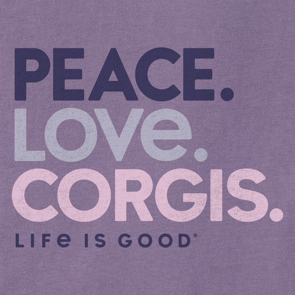 Women's Peace Love Corgis Short Sleeve Crusher Vee