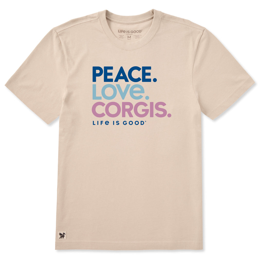 Men's Peace Love Corgis Short Sleeve Crusher Tee