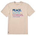 Men's Peace Love Corgis Short Sleeve Crusher Tee