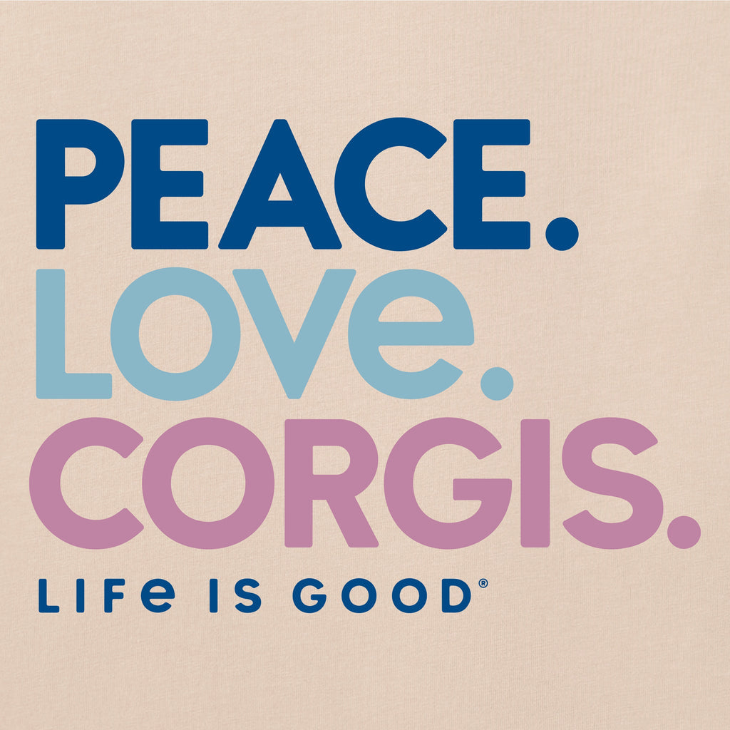 Men's Peace Love Corgis Short Sleeve Crusher Tee