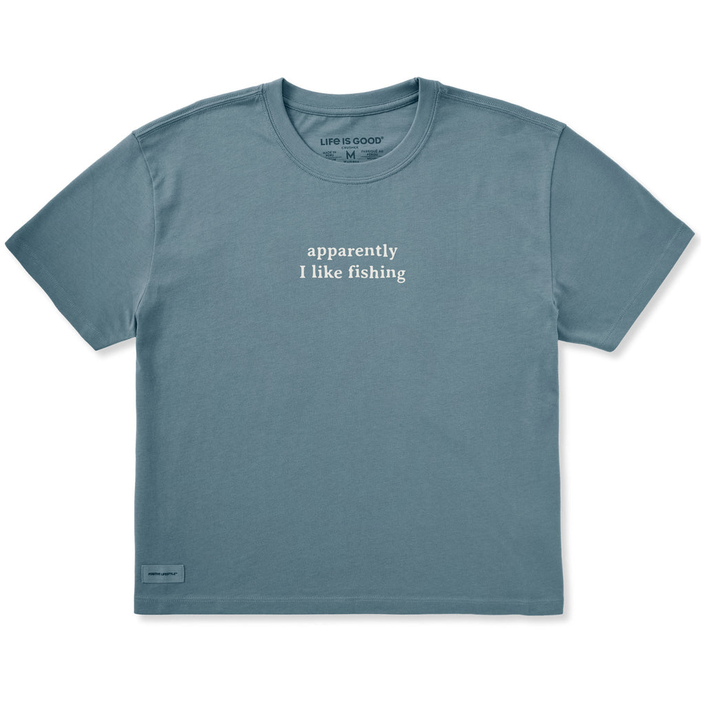 Women's Apparently I Like Fishing Short Sleeve Crusher Boxy Tee
