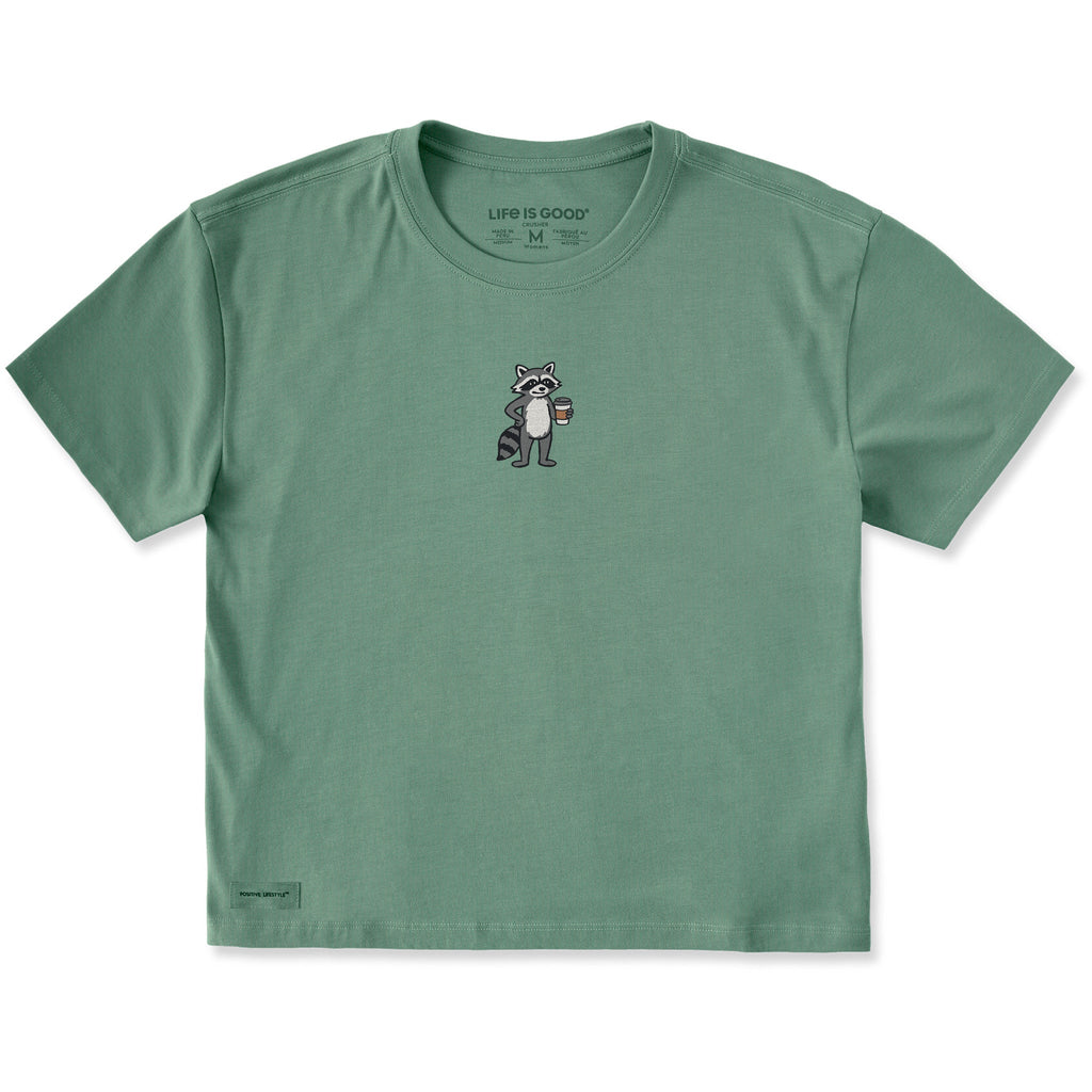 Women's Raccoon Coffee Short Sleeve Crusher Boxy Tee