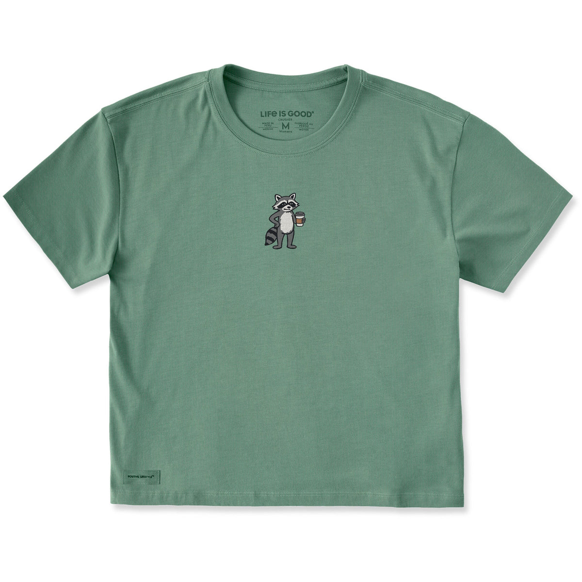 Women's Raccoon Coffee Short Sleeve Crusher Boxy Tee
