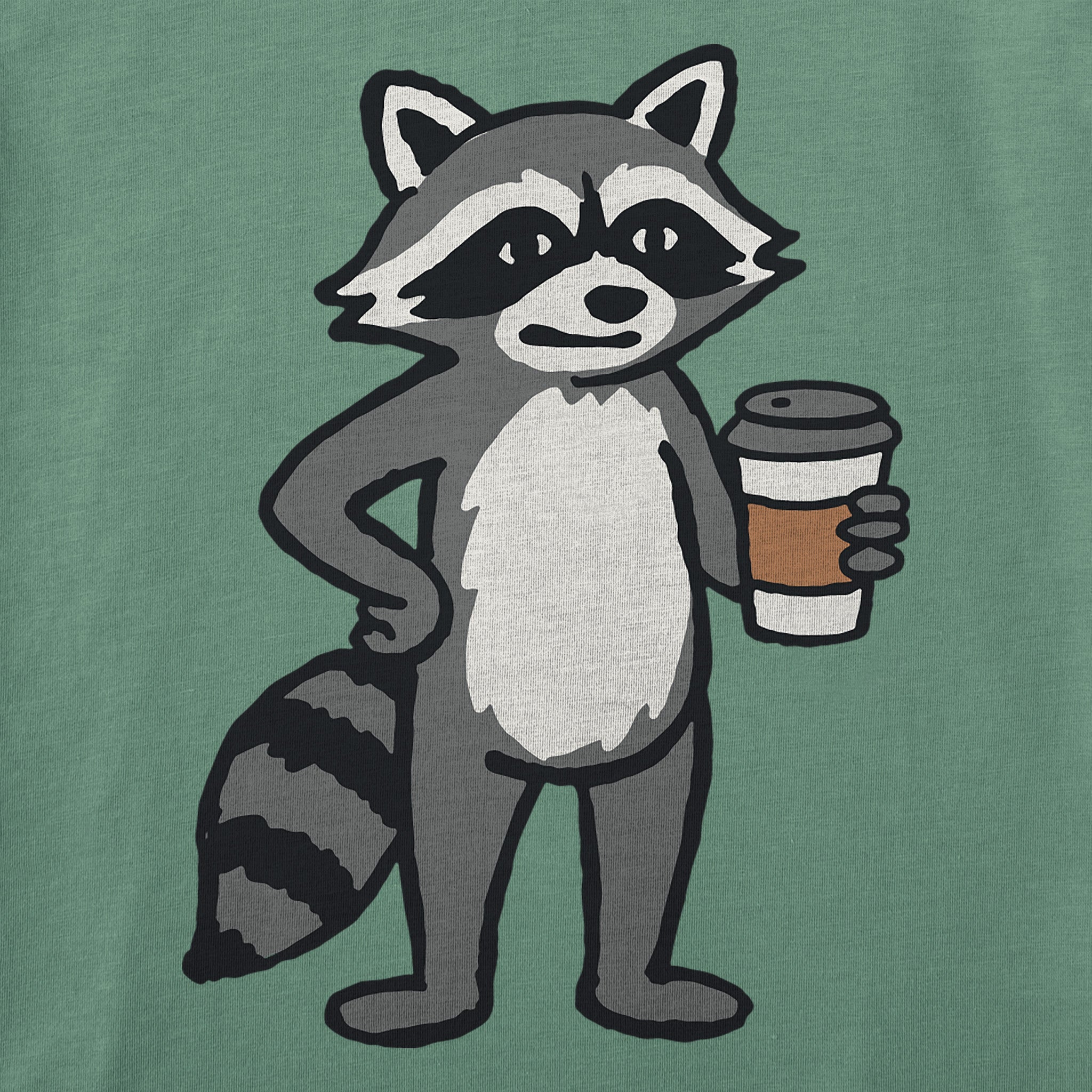 Women's Raccoon Coffee Short Sleeve Crusher Boxy Tee