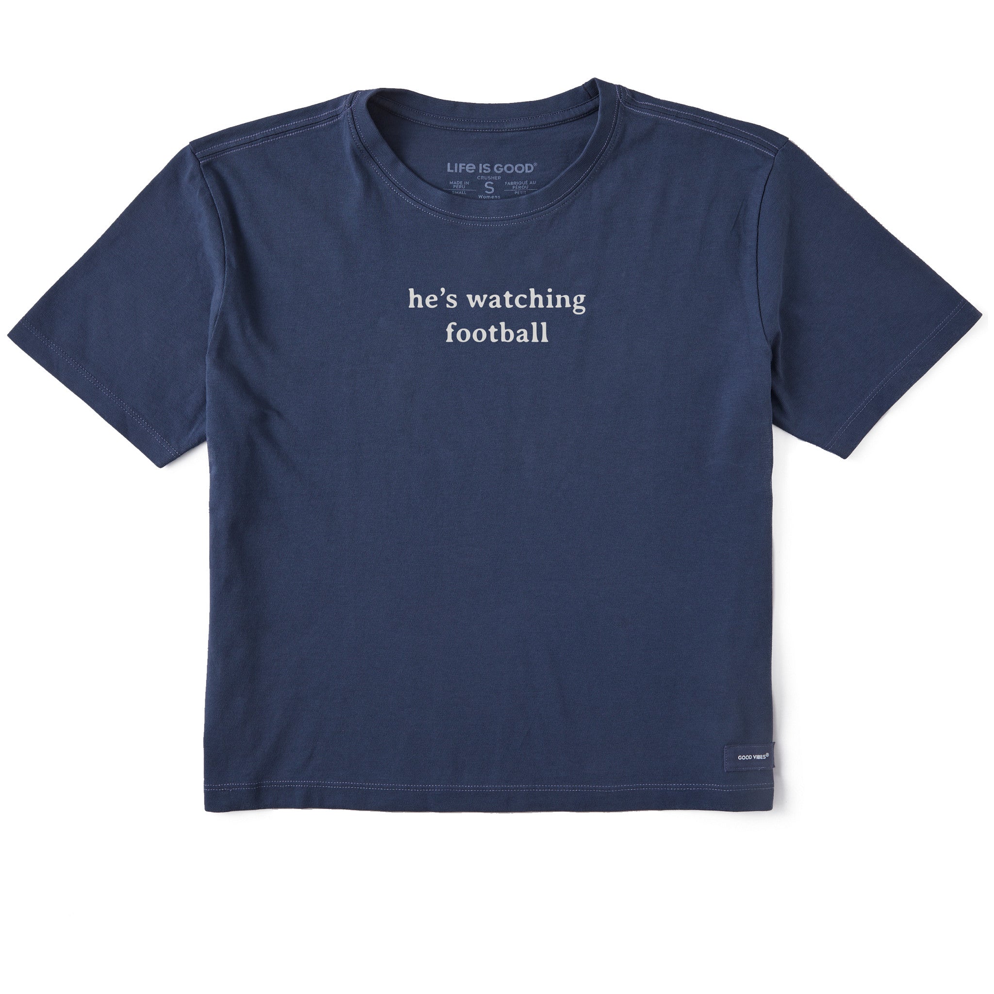 Women's He's Watching Football Short Sleeve Crusher Boxy Tee