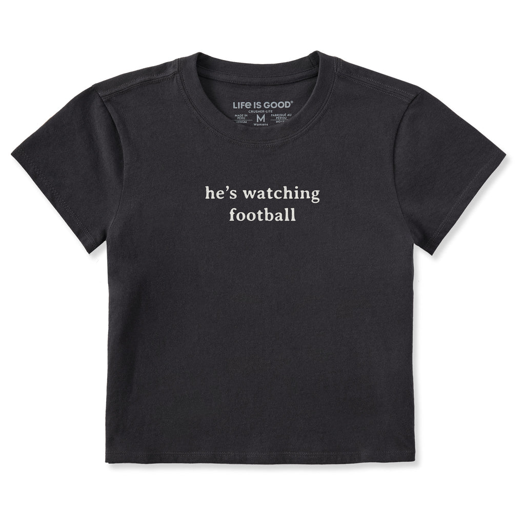 Women's He's Watching Football Crusher-LITE Shrunken Tee