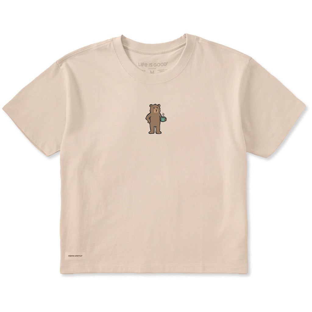 Women's Bear Coffee Short Sleeve Crusher Boxy Tee