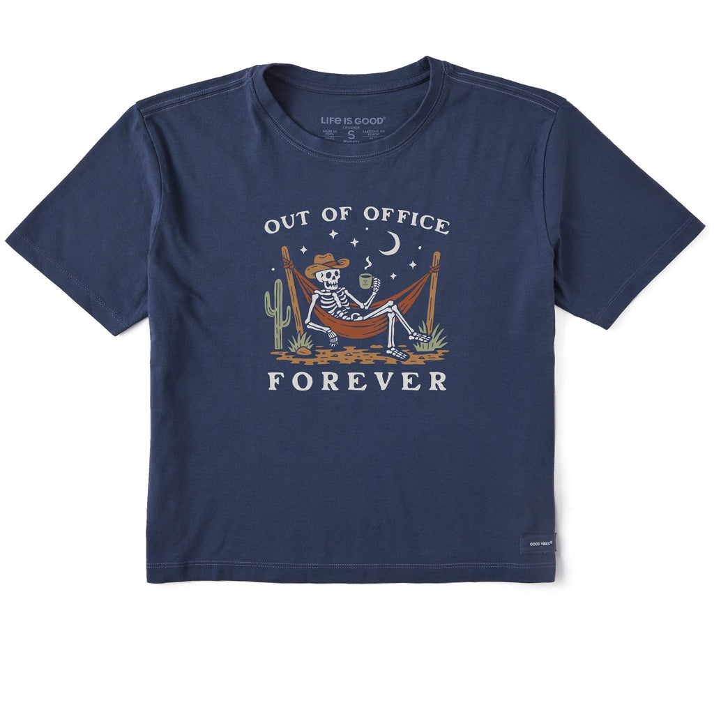 Women's Out of Office Forever Skeleton Short Sleeve Crusher Boxy Tee